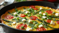 Фрітата зі спаржею, помідорами чері та фетою легкий рецепт для будь-якого часу дня