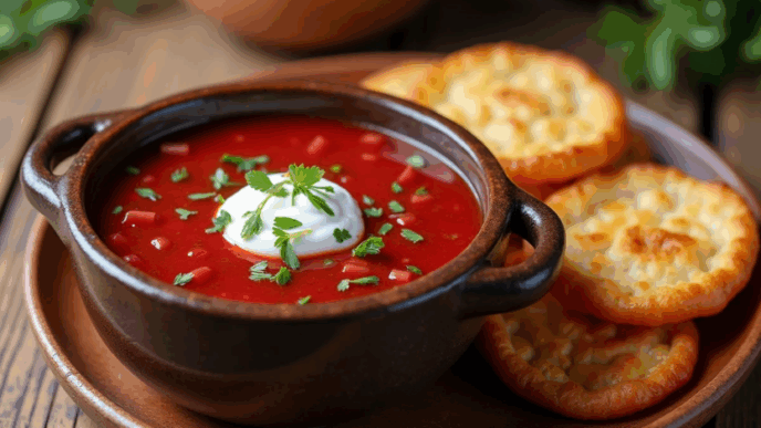 Український борщ з пампушками смак, який об’єднує