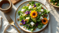 Квітковий салат із їстівними пелюстками яскравий акцент для літнього меню