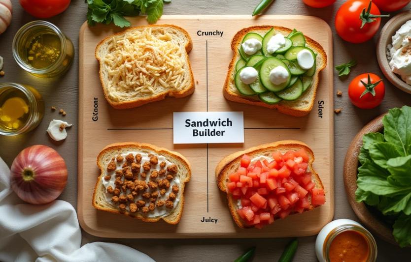 Сендвіч‑конструктор 2.0 матриця смаків і текстур (хрустке, соковите, кисле, гостре)