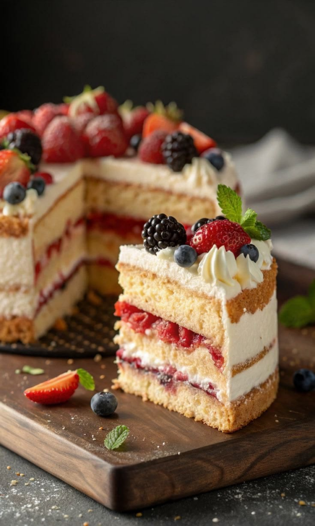 Бісквітний торт із сезонними фруктами